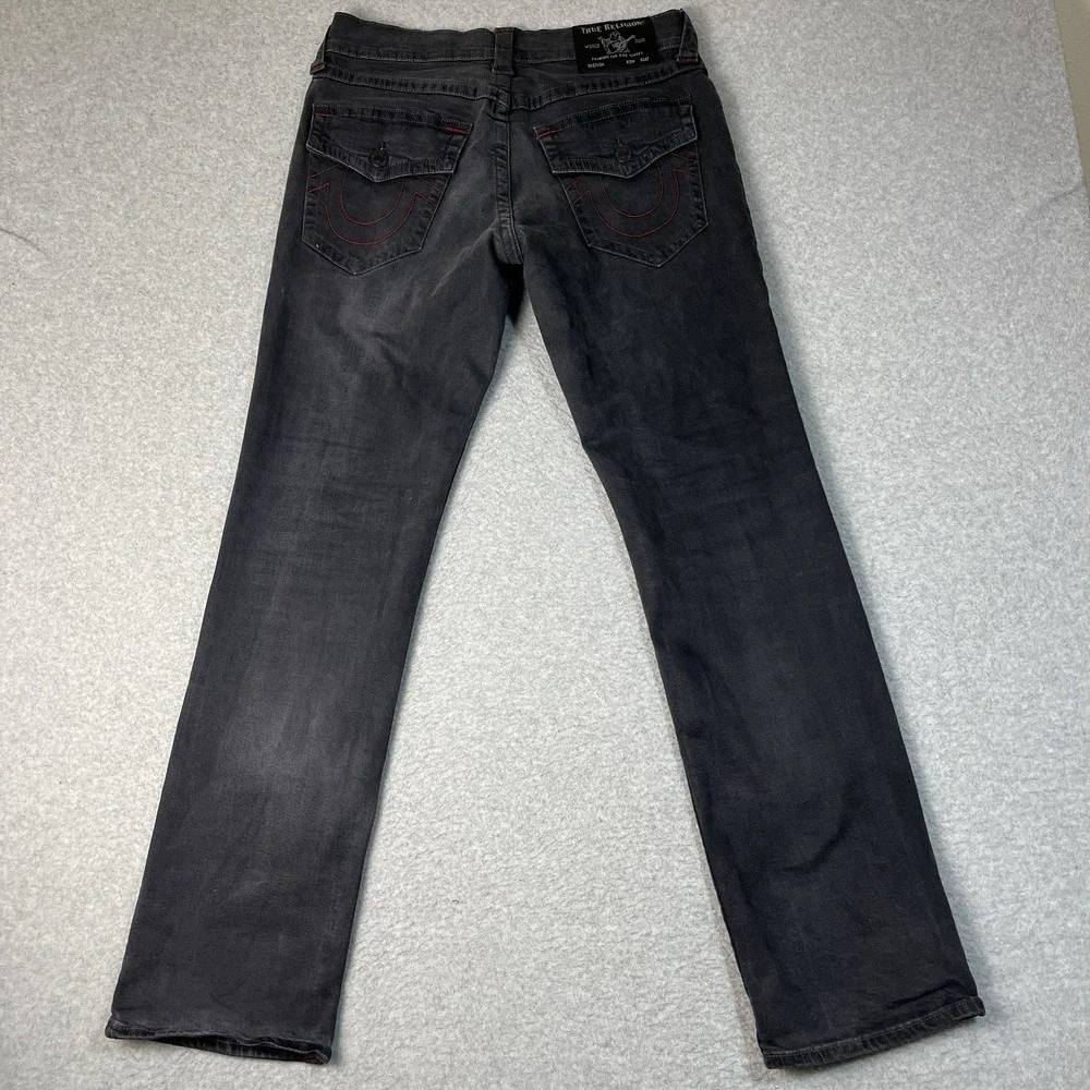 True Religion Jeans Mens 31x32 Gray Ricky Relaxed Straight Cotton Blend Denim